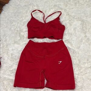Gymshark Red Sports Bra and Shorts Set